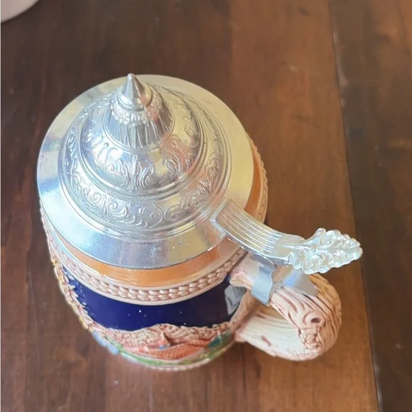 Gerz W. Germany Colorful Ceramic Beer Stein with Lid Man Groping Woman